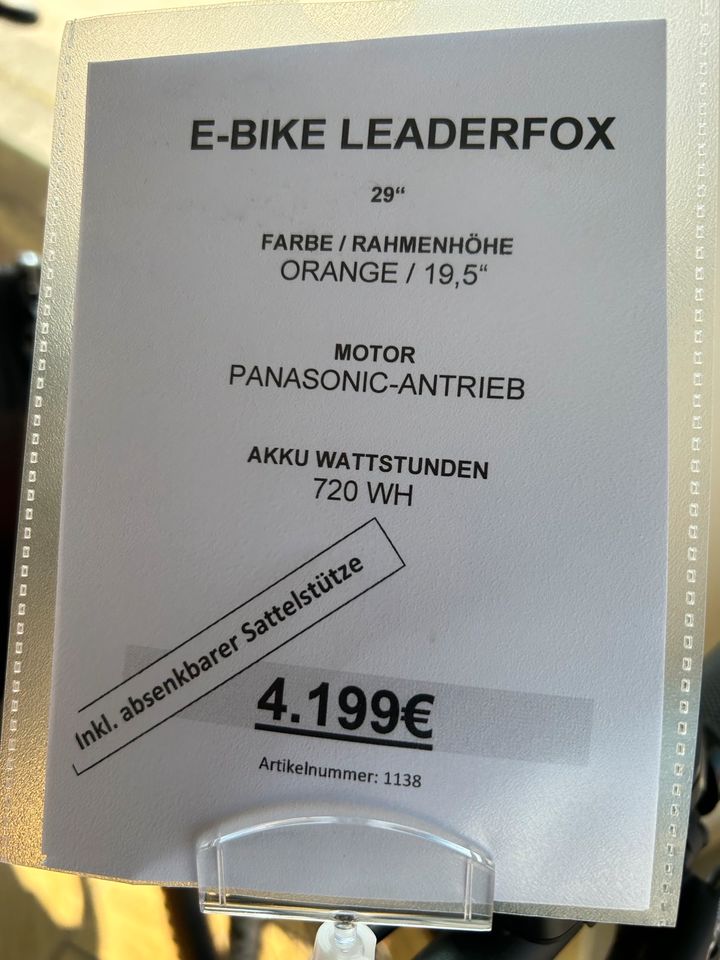 E-Bike Leaderfox Ayra 29 orange und Grau Sonderpreis in Birstein