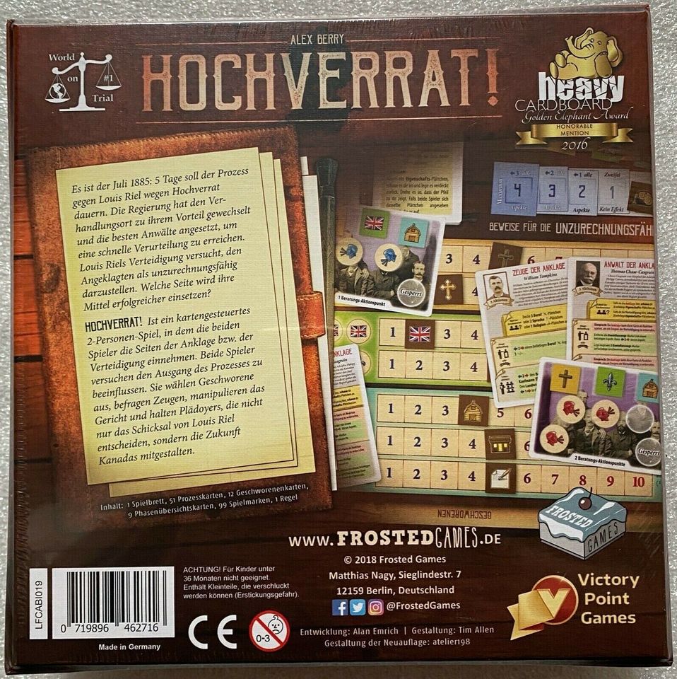 Hochverrat! Frosted Games Kennserspiel Kartenspiel Strategiespiel in Salgen