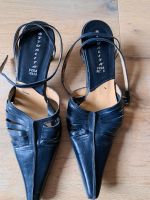 Schuhe Leder blau Knöchelband italienisch Sommer Absatz Nordrhein-Westfalen - Issum Vorschau