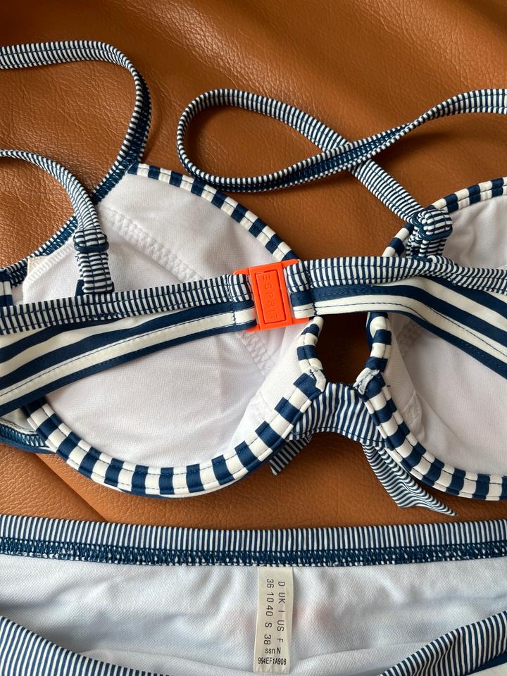 Esprit Bikini 36 Cup C blau gestreift Push up neuwertig! in Meine