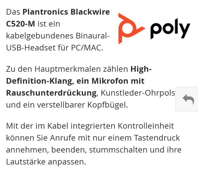 Plantronics Blackwire Kopfhörer 520 Mikrofon Headset in Gunzenhausen