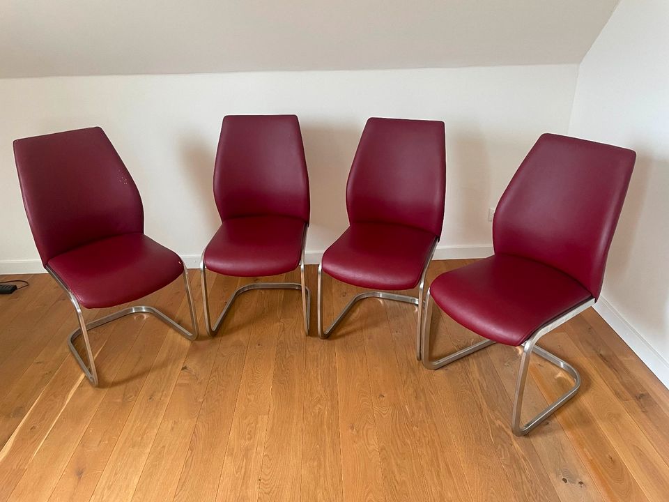 Esszimmerstühle 4 Stühle Kunstleder rot in Osnabrück