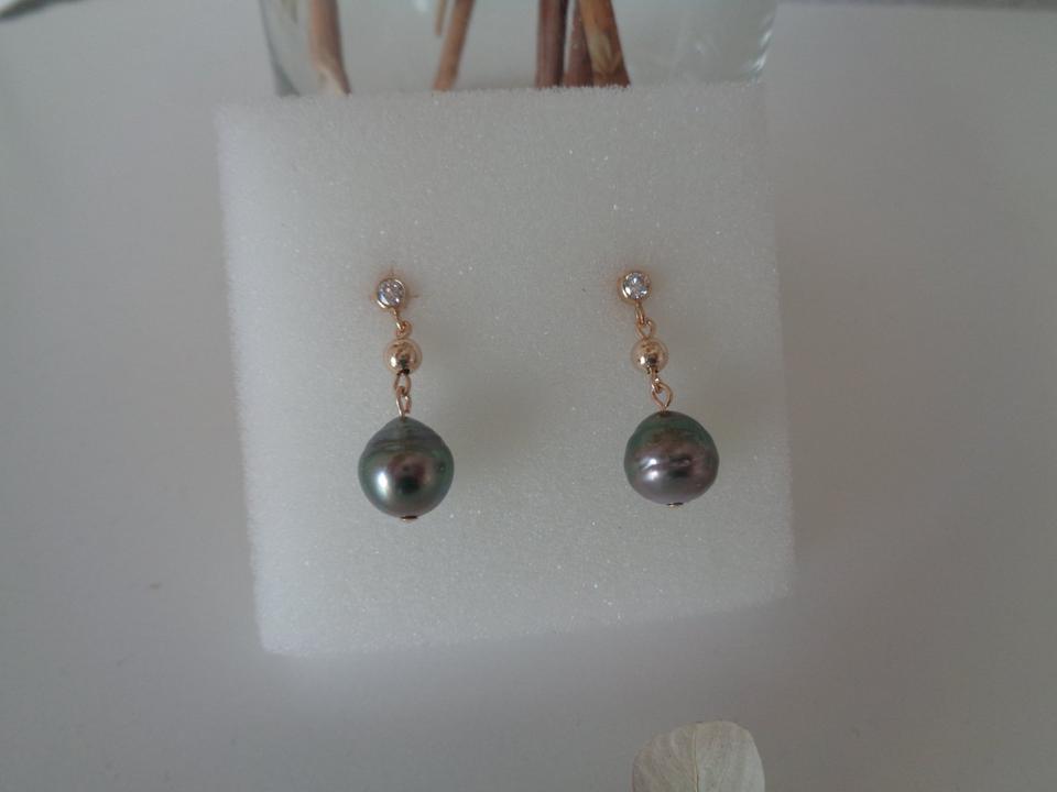 Gold Ohrringe mit Tahiti-Perle, Gold Filled, Zirkonia in Wittenberg