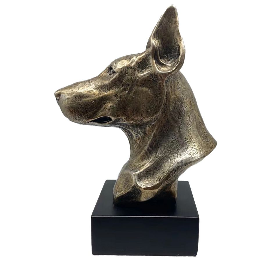 Hund Statue mit Gravur 16 Dobermann Bronze Harz Skulptur Figur in Karben