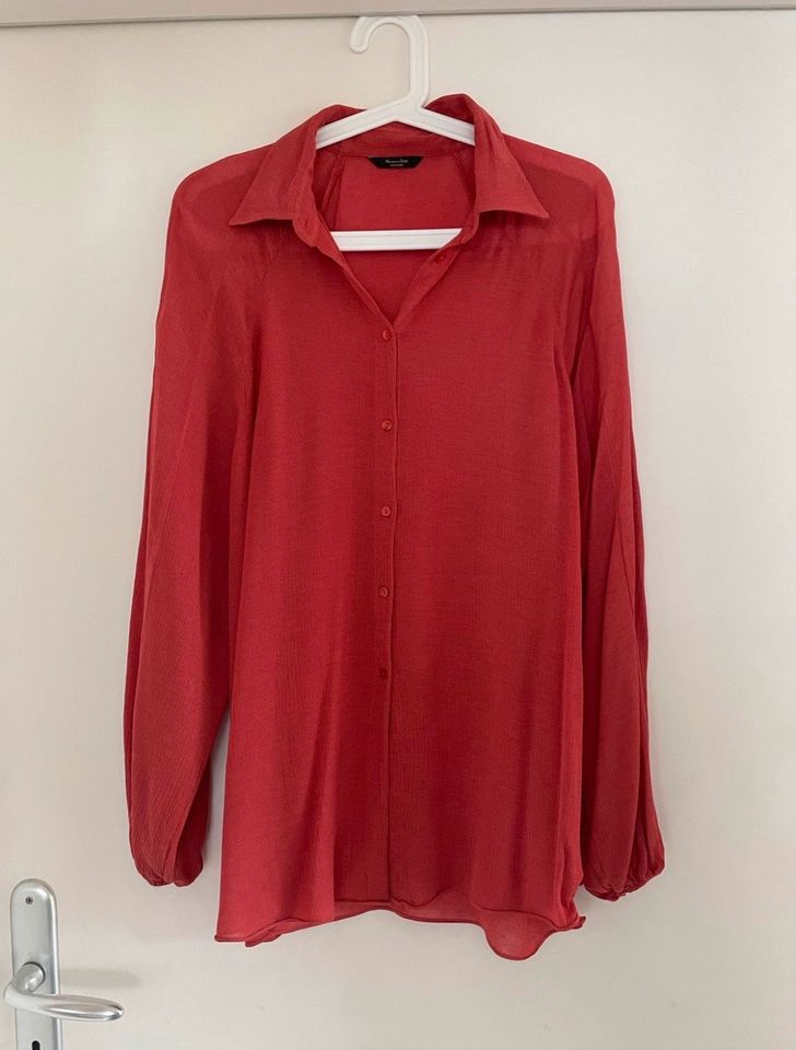 Massimo Dutti Bluse rot Gr 40 fließendes Hemd mit Ballonärmeln in Hamburg