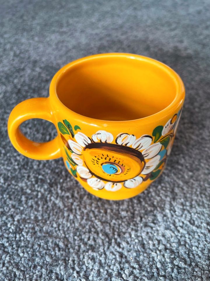 Kaffeeservice - Jasba Keramik | 70er Blumenmuster | gelb/braun in Filderstadt