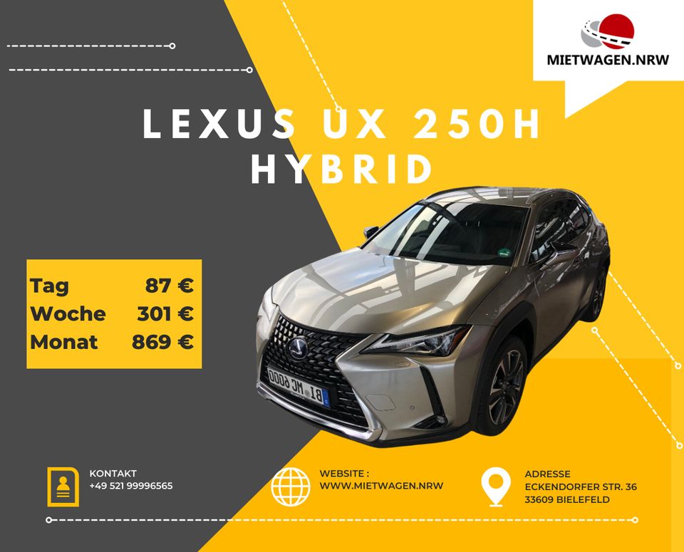 Lexus UX 250h (Hybrid) für 869€/Monat inkl. 6000 Frei-km, Autovermietung, Auto-Abo, Mietwagen in Bielefeld