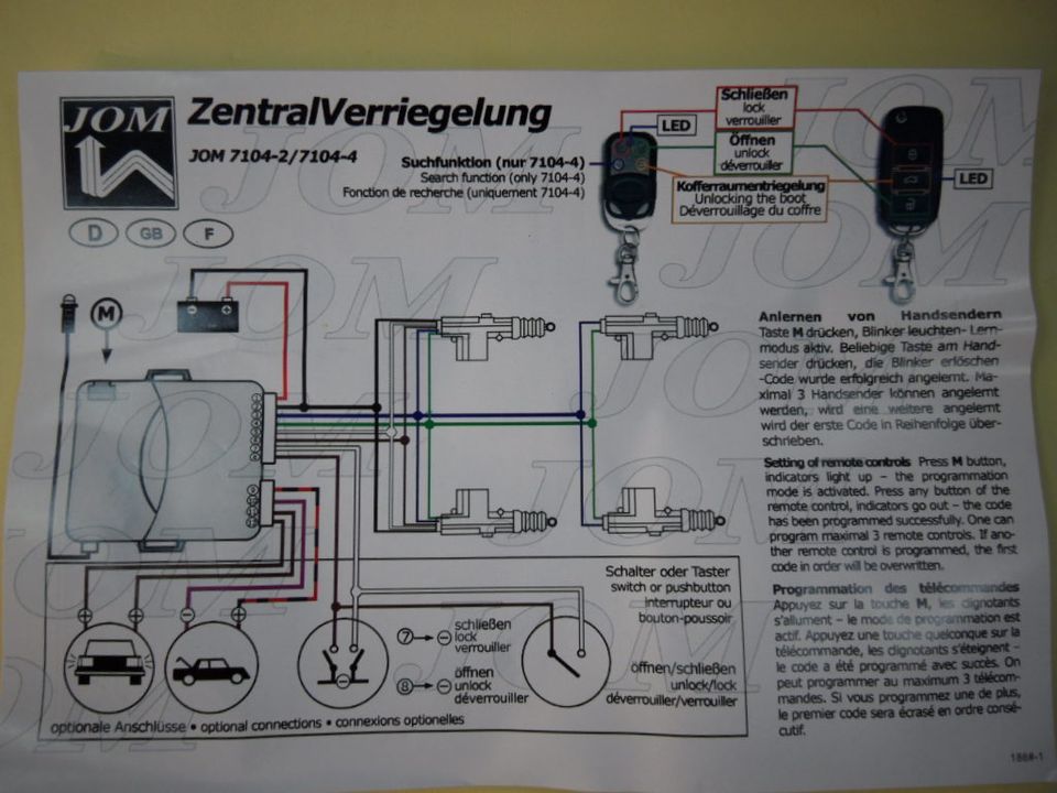 JOM Funk Fernbedienung + Zentralverriegelung Universal Handsender in Bad Schwartau