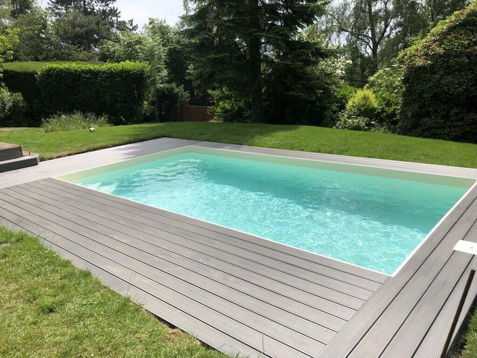 Pool mit Vollausstattung - conZero (Poolbau ohne Beton) Rechteckpool 6 x 3,25 x 1,50 m - inkl. Wärmepumpe, automatische Salzwasserelektrolyse, innenliegende Treppe, Solarfolie, Beleuchtung und Montage in Solingen