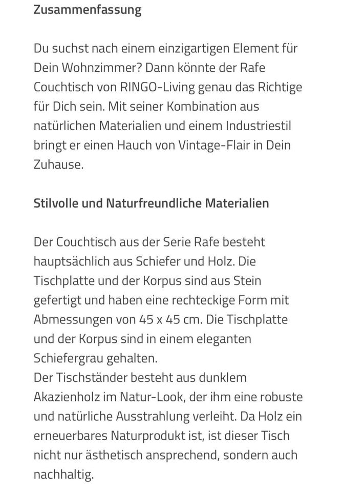RINGO-Leben Couchtisch Rafe in Schiefergrau & Holz 2er Set in Herne