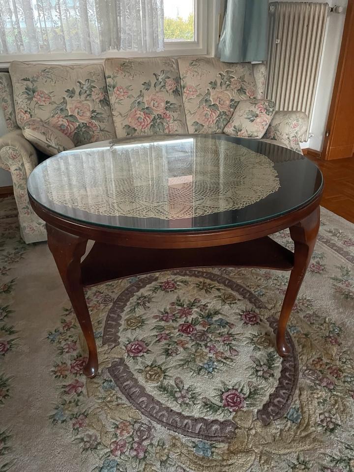 Antica runder Beistelltisch/Couchtisch mit Glasplatte in Rodgau
