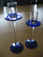 2 Kerzenständer 22 + 18 cm Blaues Kobaltglas Stuttgart - Vaihingen Vorschau