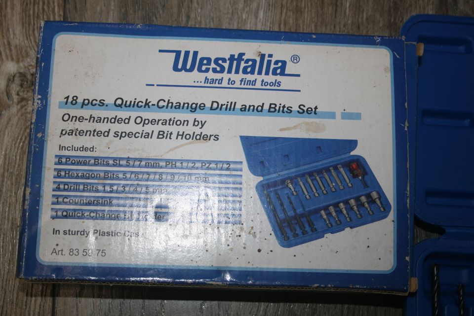 Westfalia Quick Change Drill an Bits Set 18-teilig in Dortmund