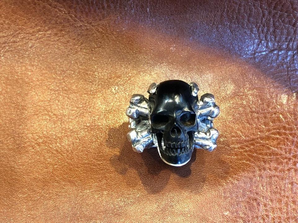 Skull Ring Totenkopf schwarzes Horn & Silber Unikat handgemacht in Köln