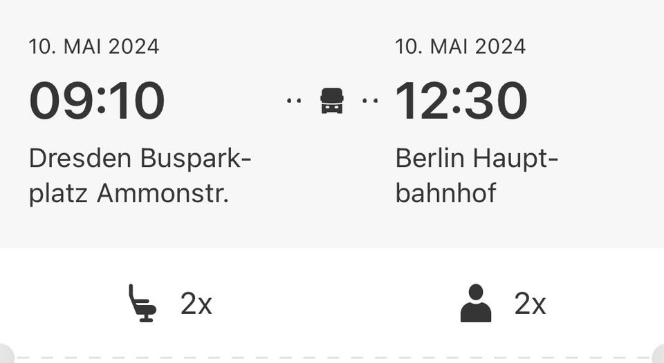 2 FlixBus Tickets Dresden-Berlin am 10.05.24 in Dresden
