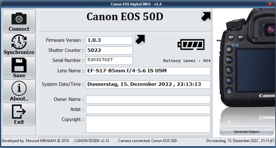 Spiegelreflexkamera Canon EOS 50D Shutter Counter 5000 in Schönfeld