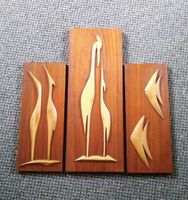 Wandbild Relief Teak Kranich Reiher Fische 50er 60er Niedersachsen - Zeven Vorschau