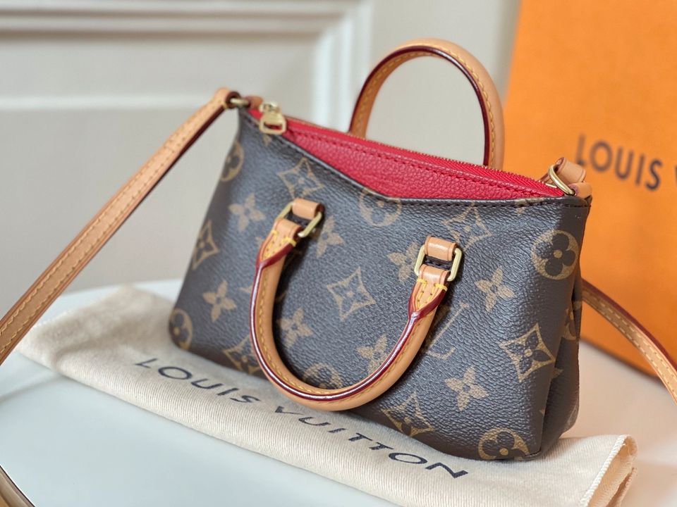 LOUIS VUITTON Nano Pallas Monogram Canvas Cerise Rot in Gießen