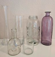 6 Vasen Glas Glasvasen transparent & lila Schleswig-Holstein - Hitzhusen Vorschau