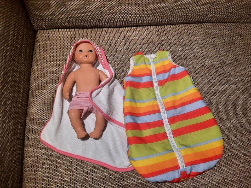 Götz, Babypuppe, 29cm, Badepuppe,  Badetuch, Jako o Schlafsack in Bochum