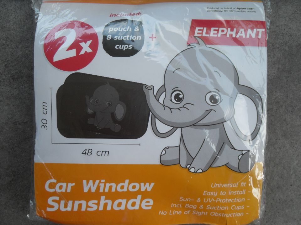 2 St. Autofenster Sonnenblende Elefant-Motiv, universell in Essen