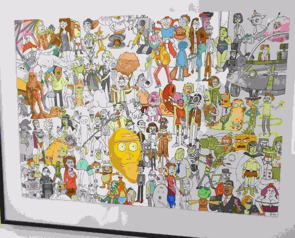 Rick and Morty Wimmelbild Kunst Scan Poster in Nürnberg (Mittelfr)