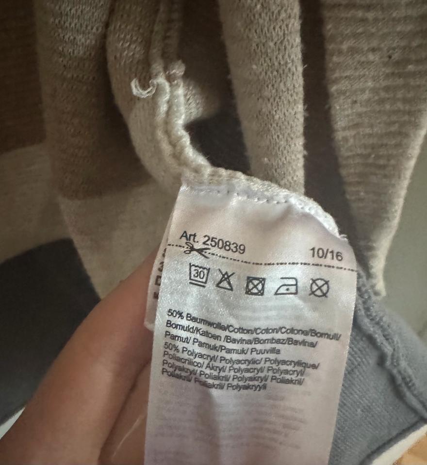 Strickjacke Cardigan lang Cecil Gr. M Streifen beige grau weiß in Ribnitz-Damgarten