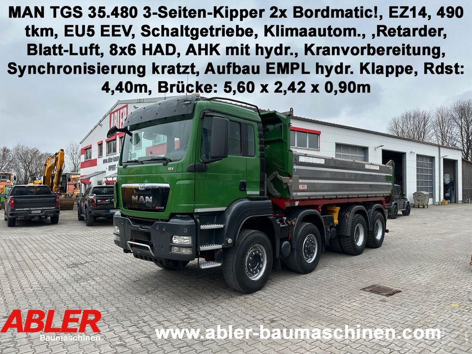 MAN TGS 35.480 3-Seiten-Kipper 2x Bordmatic Kranvorbereitung 8x6 in Aichach