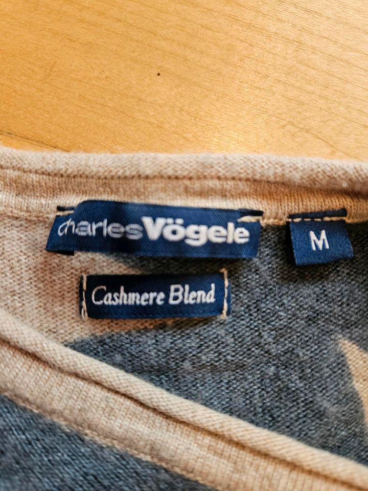 Charles Vögele Feinstrick Pullover Sterne blau beige mit Kaschmir in Zwickau