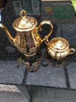 Antik Mokkakanne, kleine Kaffeekanne mit Zuckerdose goldfarben Nordrhein-Westfalen - Nettetal Vorschau