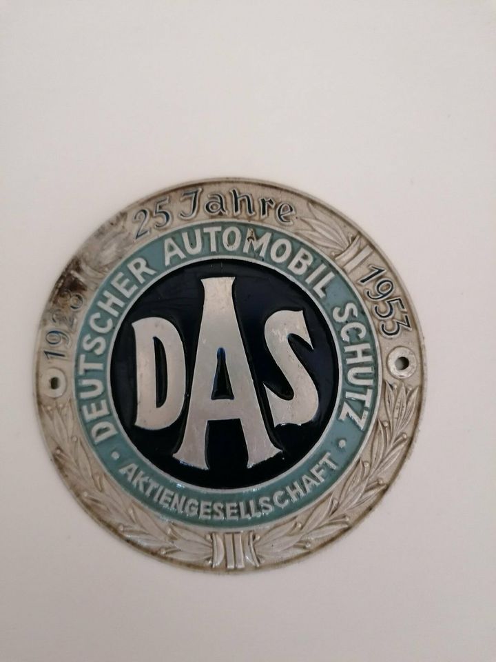 Plakette 25 Jahre DAS Deutscher Automobilschutz Aktiengesellschaf in Warstein