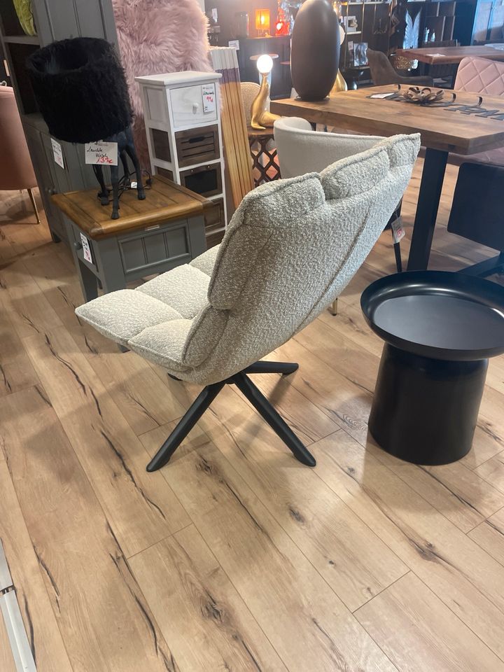 Sessel Lounge Boucle Stoff beige Drehfunktion in Wesel