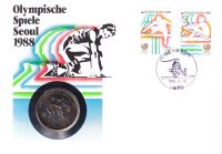 Numisbrief „Olympische Spiele Seoul 1988“ Gedenkmünze von 1986 Bayern - Kleinrinderfeld Vorschau