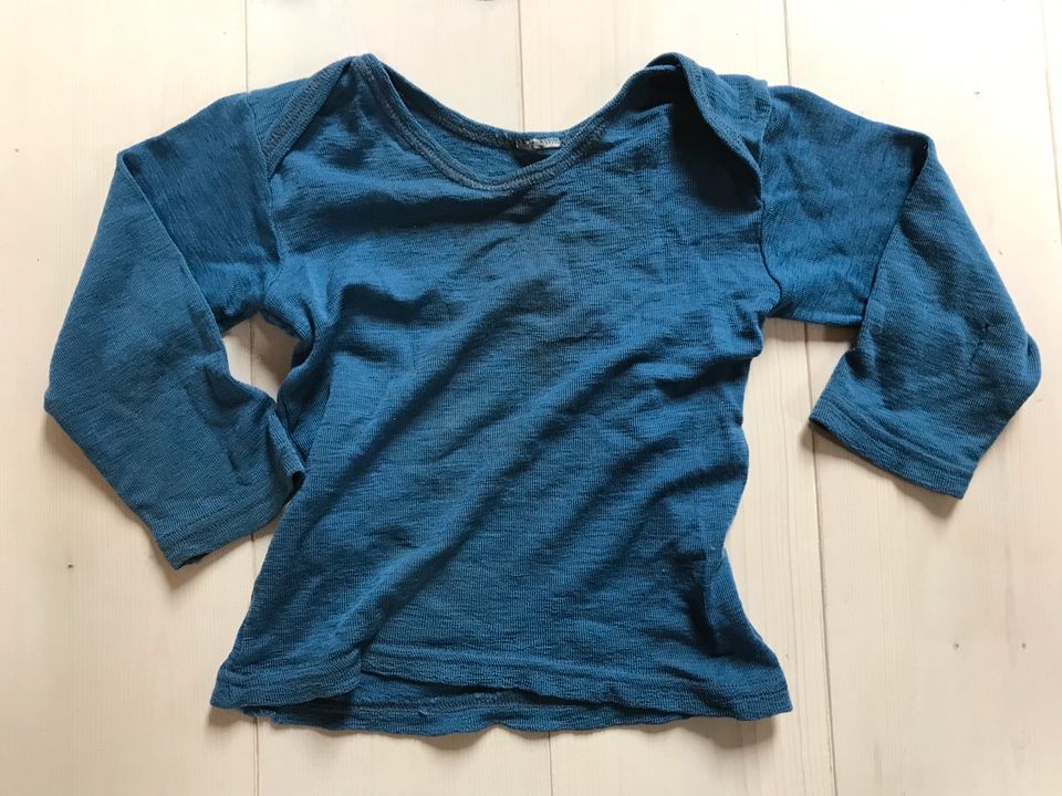 Hemd Wolle Seide Wollhemd Oberteil Cosilana 92 98 blau in Linthe