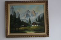 Ölbild Öl Gemälde Bild auf Leinwand Berge Alpen Hütte Wald See Frankfurt am Main - Griesheim Vorschau