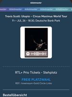 2x Travis Scott GOLDEN CIRCLE Ticket Frankfurt 26.07 Baden-Württemberg - Tübingen Vorschau