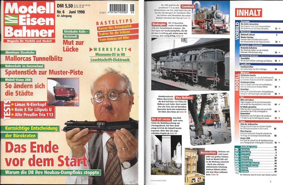 ZEITSCHRIFT „MODELL-EISENBAHNER“- 18 EINZELHEFTE aus 1998 + 1999 in Essen