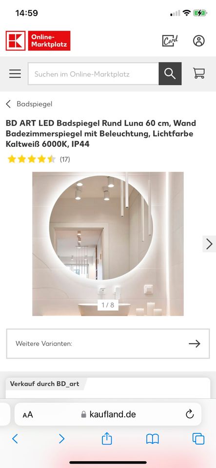 Beleuchteter Badspiegel rund 60 cm NEU in Lochhausen