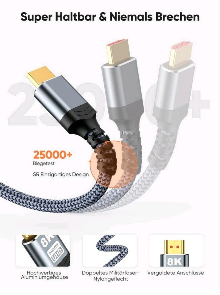 SNOWKIDS HDMI 2.1 Kabel 8K 1 Meter in Meßstetten