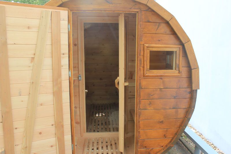 Sauna Fass-Sauna aus Sibirische Zeder Ø220x300cm Holz- oder Elektro-Ofen Fasssauna in Essen