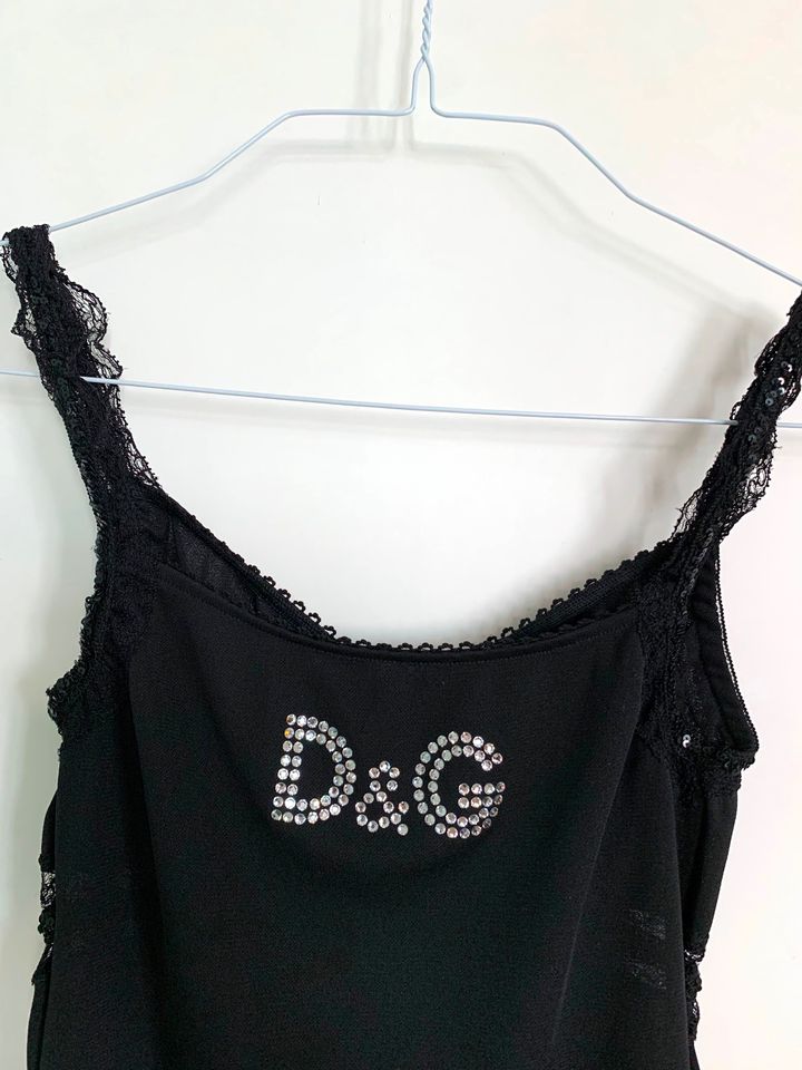 Dolce & Gabbana D&G Camisole Träger Top Spitze Pailletten Strass in Bad Homburg