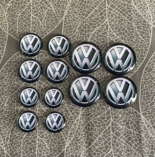 4 x VW Aufkleber Logo aus Glas Große 25mm 30mm 40mm