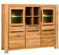 Highboard Vitrinenschrank Eiche teilmassiv Holz | B 172cm | 1339€ Nordrhein-Westfalen - Arnsberg Vorschau