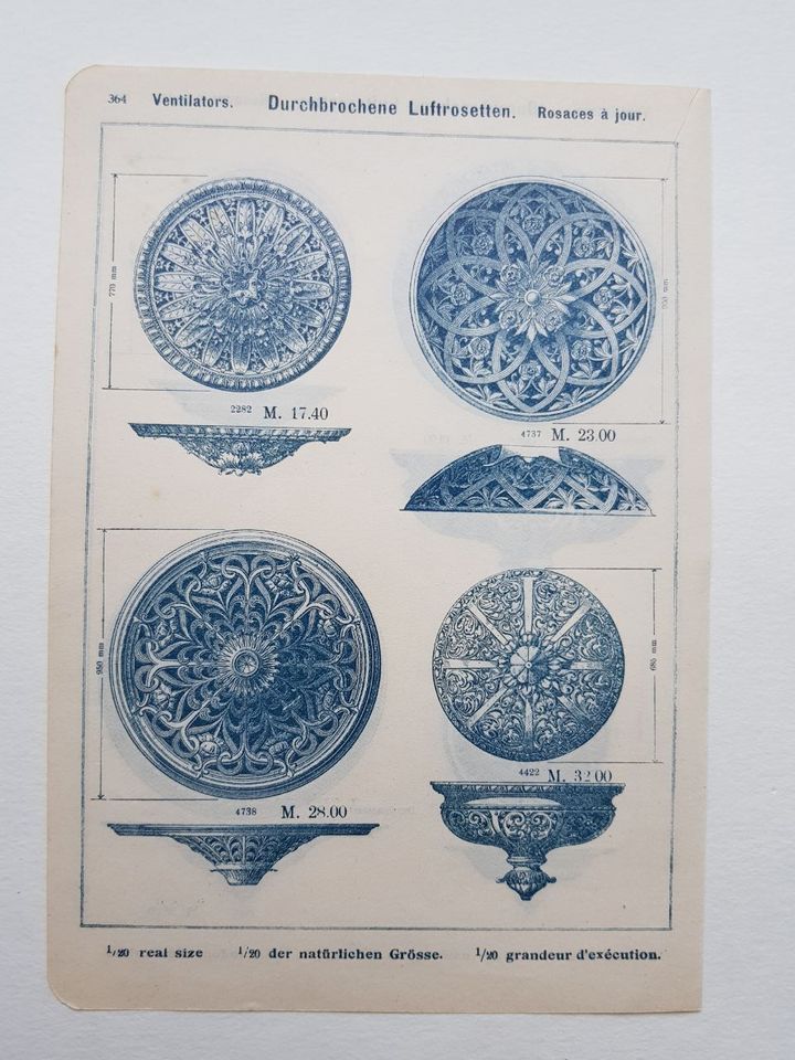 Rosetten Füllungen Metall aus Ornamente Katalog von ca.1900 in Leonberg