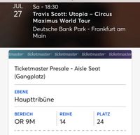 1 Ticket für Travis Scott: Utopia - Tour, Frankfurt Nordrhein-Westfalen - Mülheim (Ruhr) Vorschau