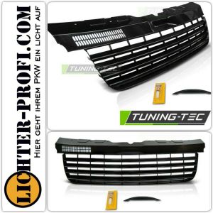 Für VW T5 GP Kühlergrill Front Sport Grill Schwarz Chrom-Rippen ohne Emblem  09- 