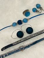 Schmuck-Set blau Kette Armbänder Ohrringe Ring Leder Filz Strass Nordrhein-Westfalen - Solingen Vorschau