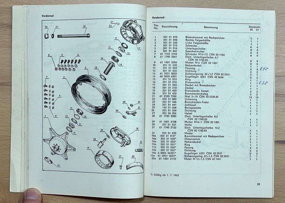 orig. Cezeta Typ 502/ 00-01 Ersatzteilliste 1962 Ersatzteil-Liste in Leipzig