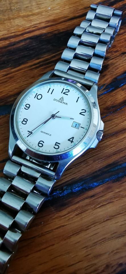 Dugena Quarz Herren Uhr Silber Armband CAL6M12 706807 Klassik in Nauheim