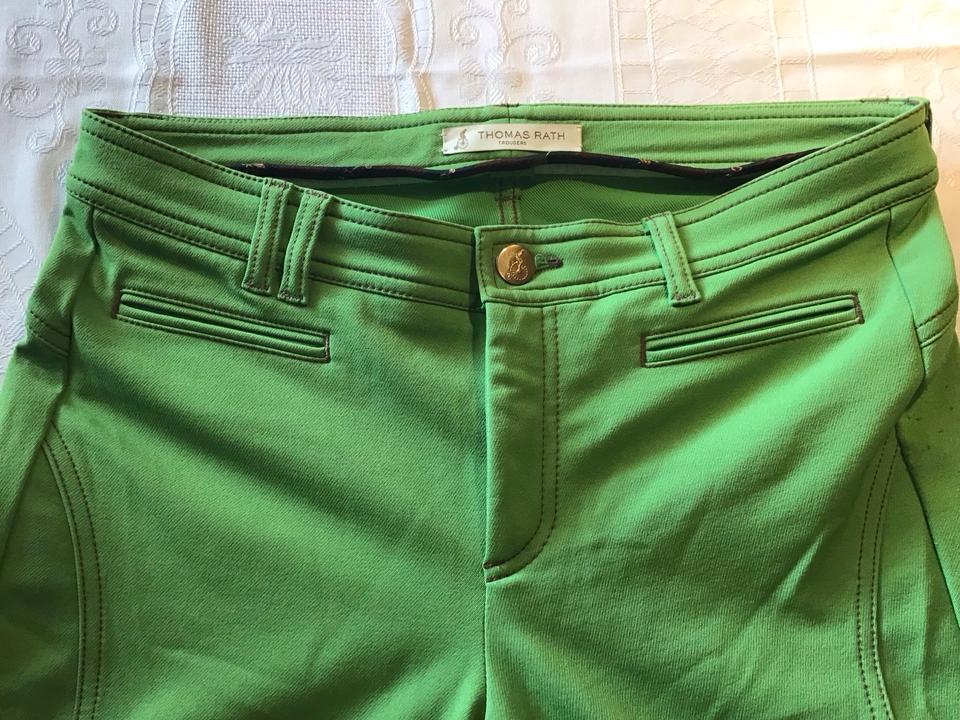 Thomas Rath knallgrüne Hose mit braunem Leder Grösse 40 in Bremen
